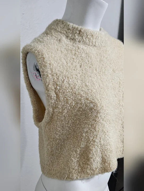 Free People Margot Textured Cropped Sweater Vest Neutral Size XS - Picture 5 of 10